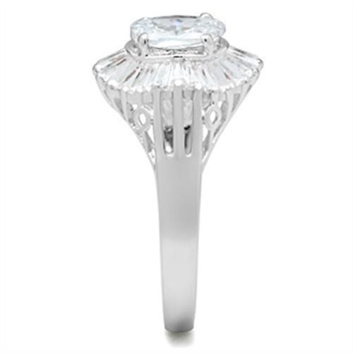 SS042 - Silver 925 Sterling Silver Ring with AAA Grade CZ in Clear-3