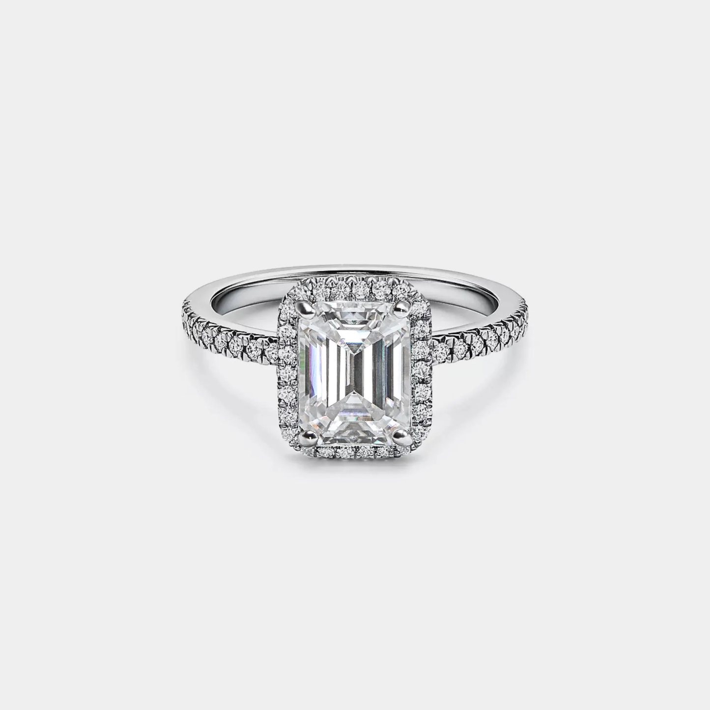 Princess Emerald Cut Moissanite Ring in 925 Sterling Silver Size 8