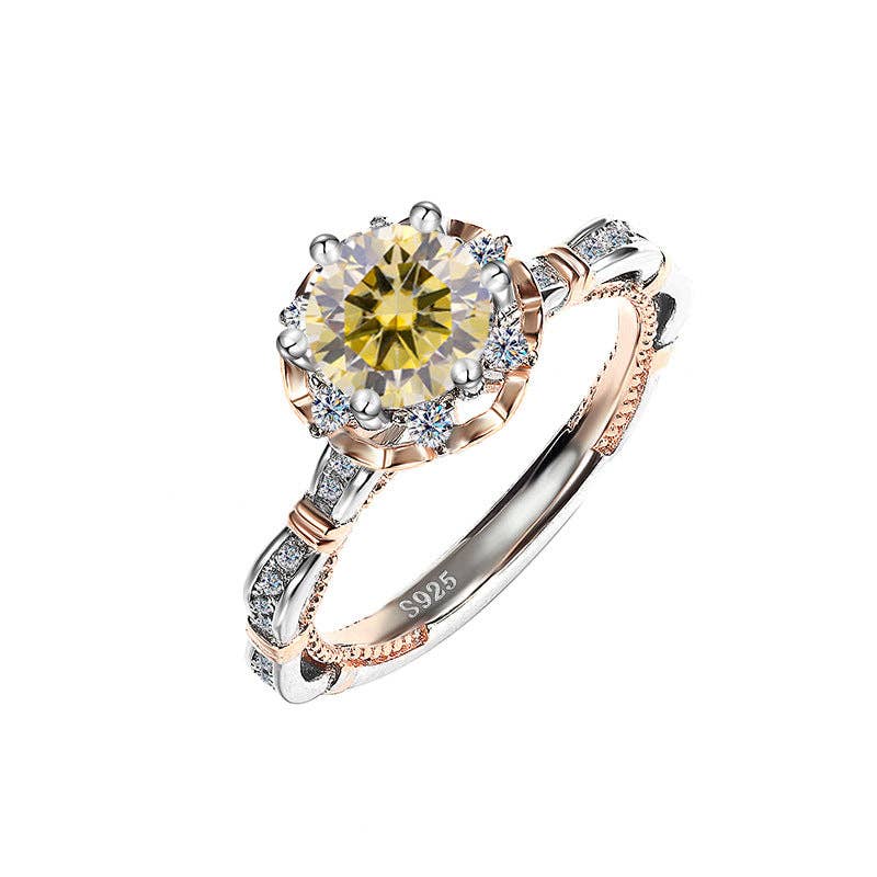 Red Moissanite Halo Engagement Ring – 925 Sterling Silver (Size 8)