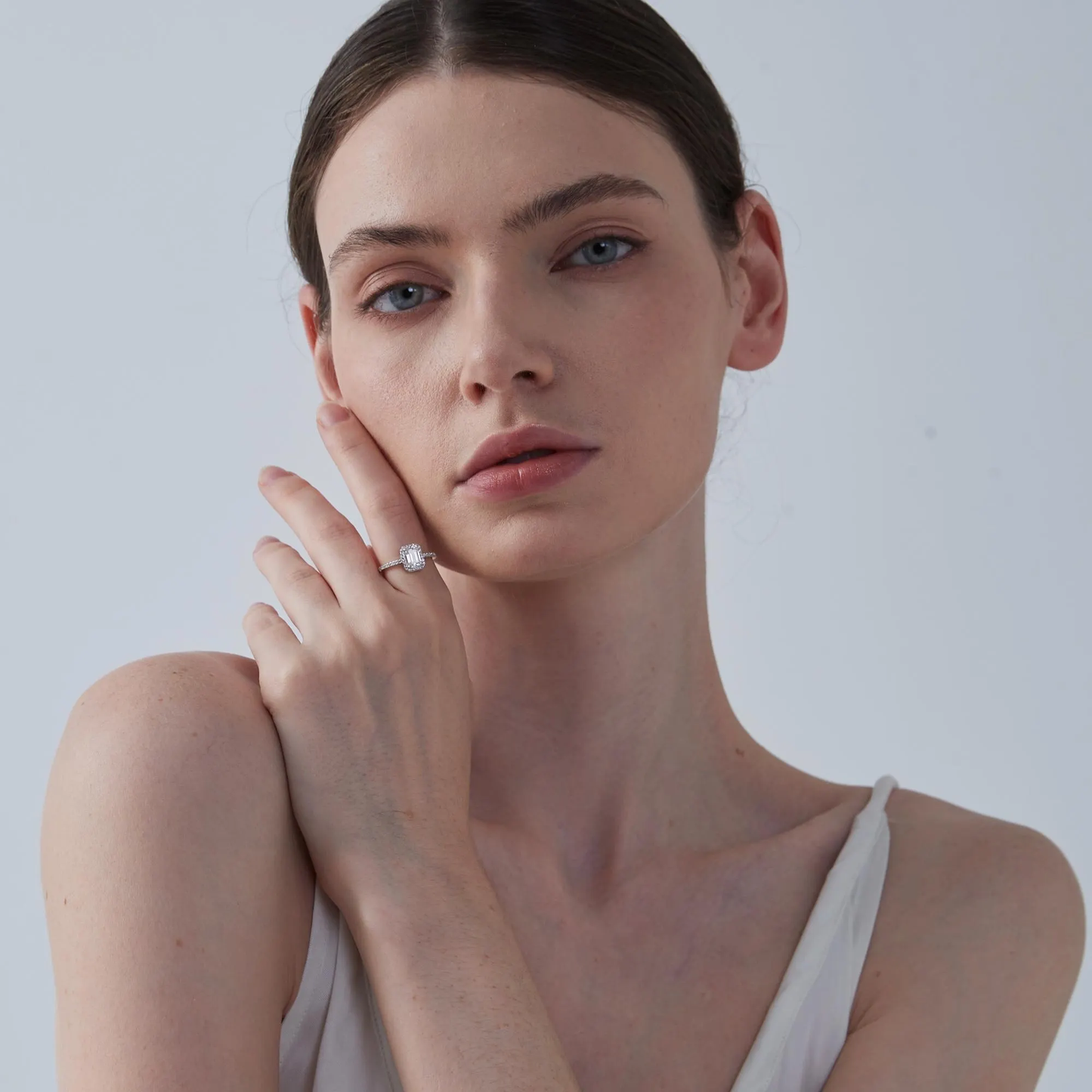 Princess Emerald Cut Moissanite Ring in 925 Sterling Silver Size 8