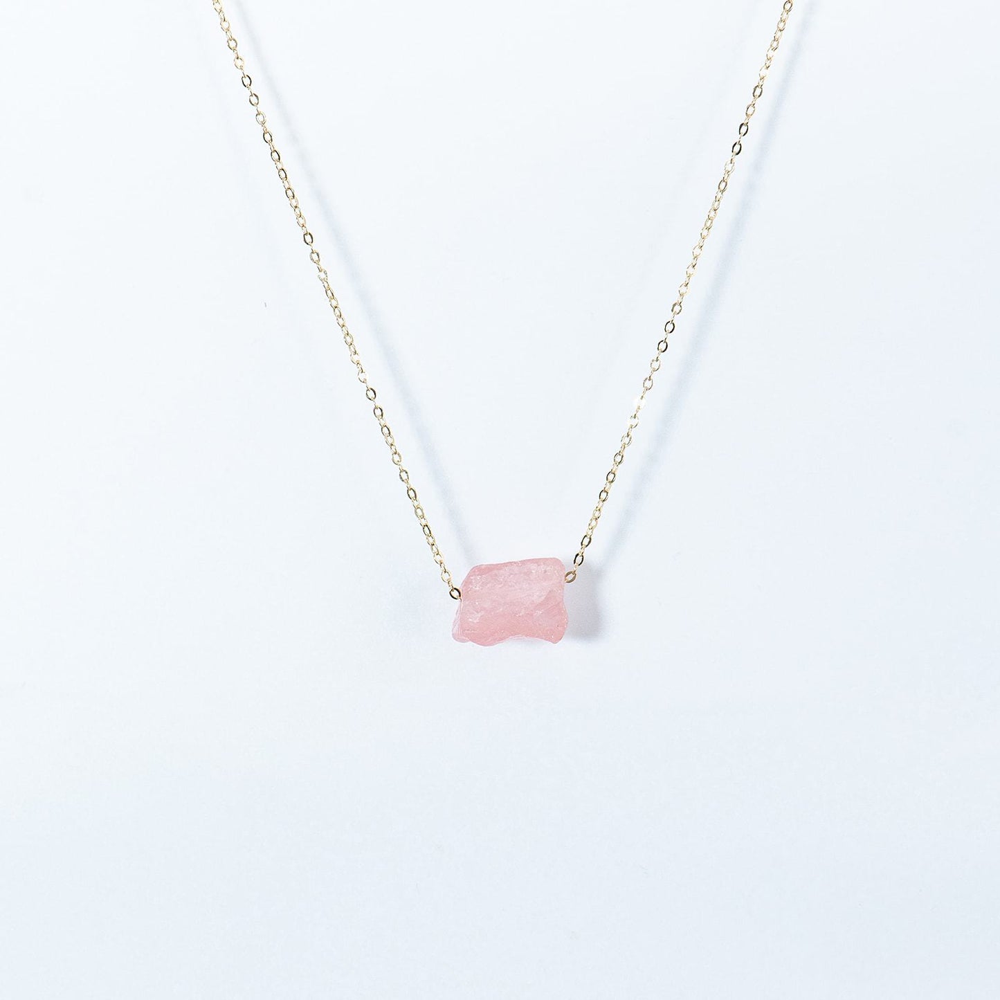 Raw Rose Quartz Necklace-0