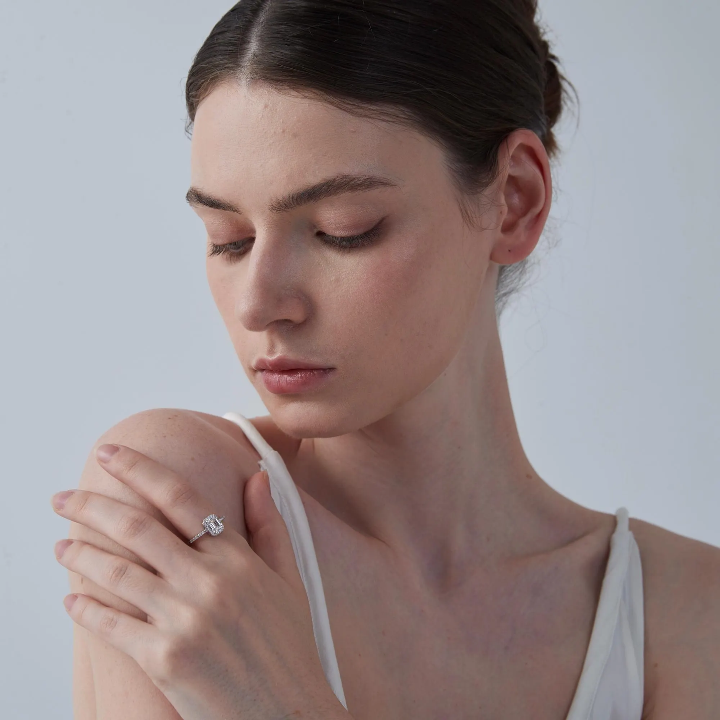 Princess Emerald Cut Moissanite Ring in 925 Sterling Silver Size 8