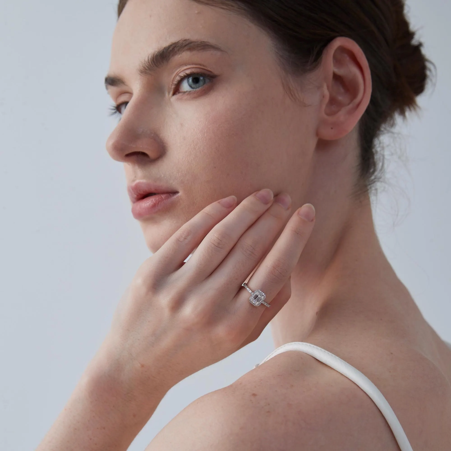 Princess Emerald Cut Moissanite Ring in 925 Sterling Silver Size 8