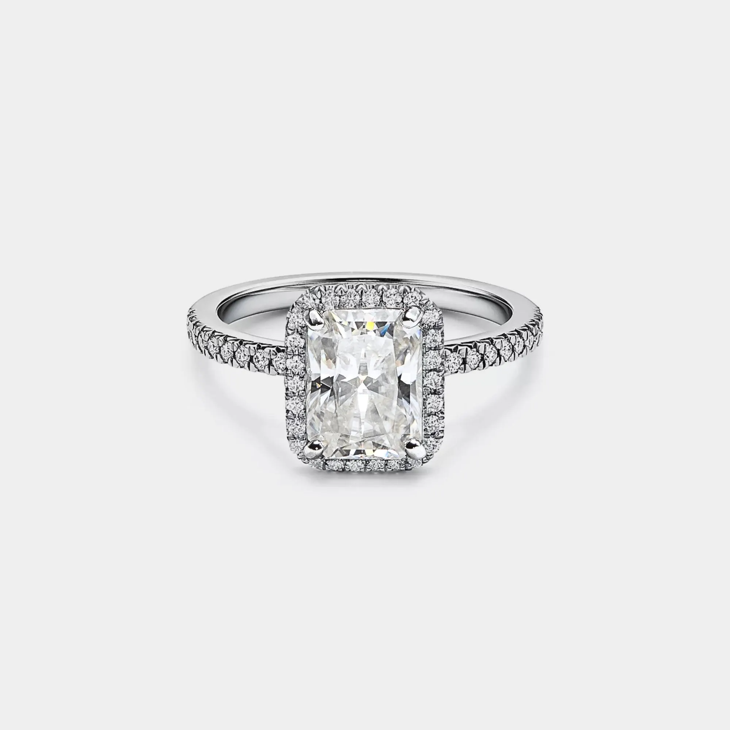 Princess Emerald Cut Moissanite Ring in 925 Sterling Silver Size 8