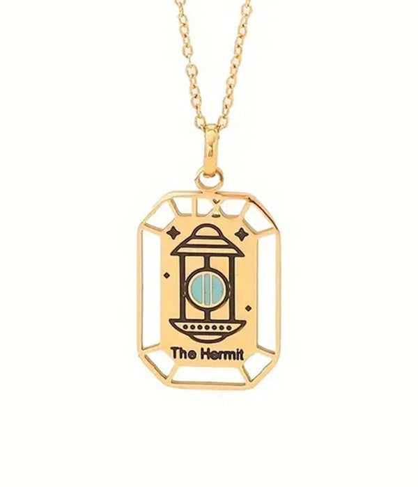 TAROT CARD PENDANT NECKLACE - HERMIT-0