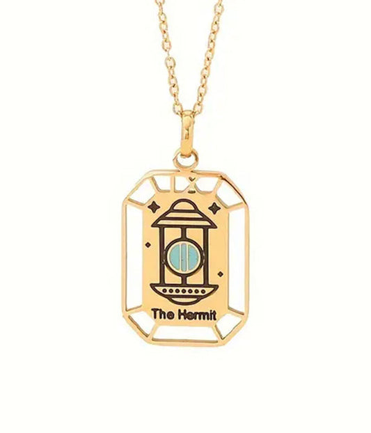 TAROT CARD PENDANT NECKLACE - HERMIT-0